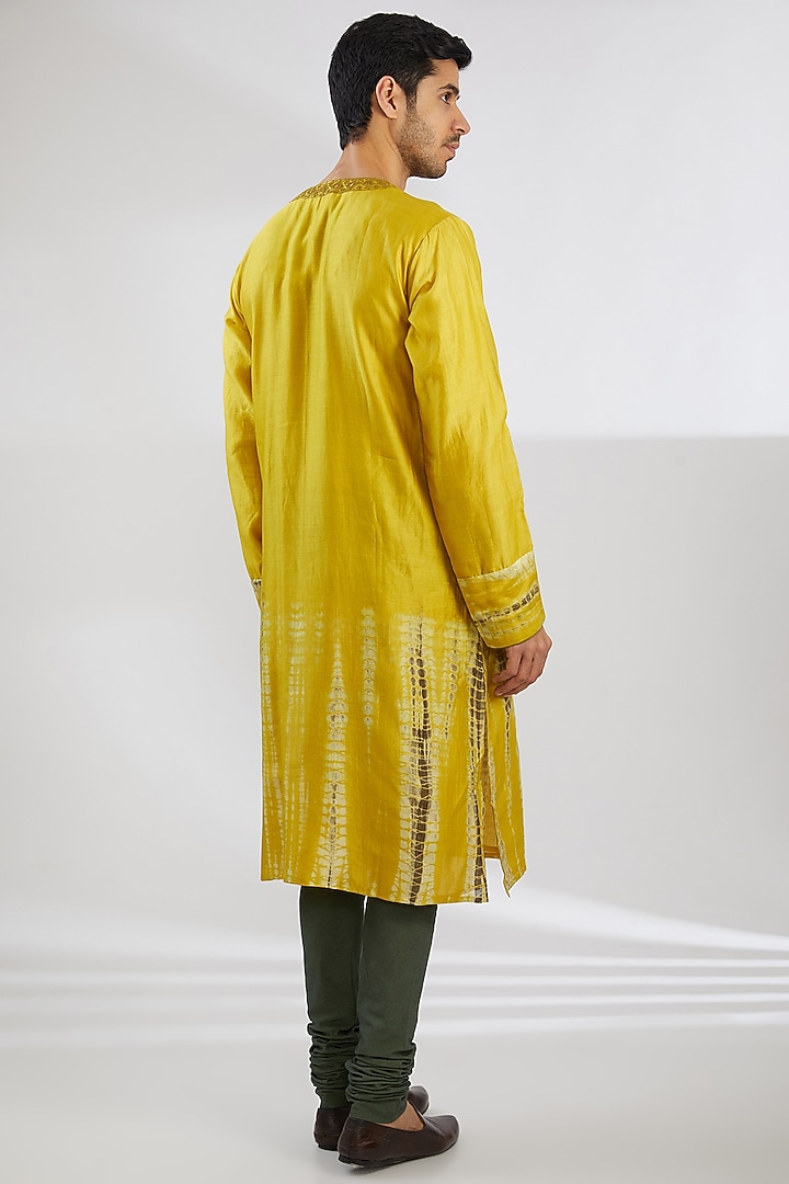 Mustard Silk & Cotton Dori Embroidered Nehru Jacket Set by Rar Studio Men at Pernia's Pop Up Shop