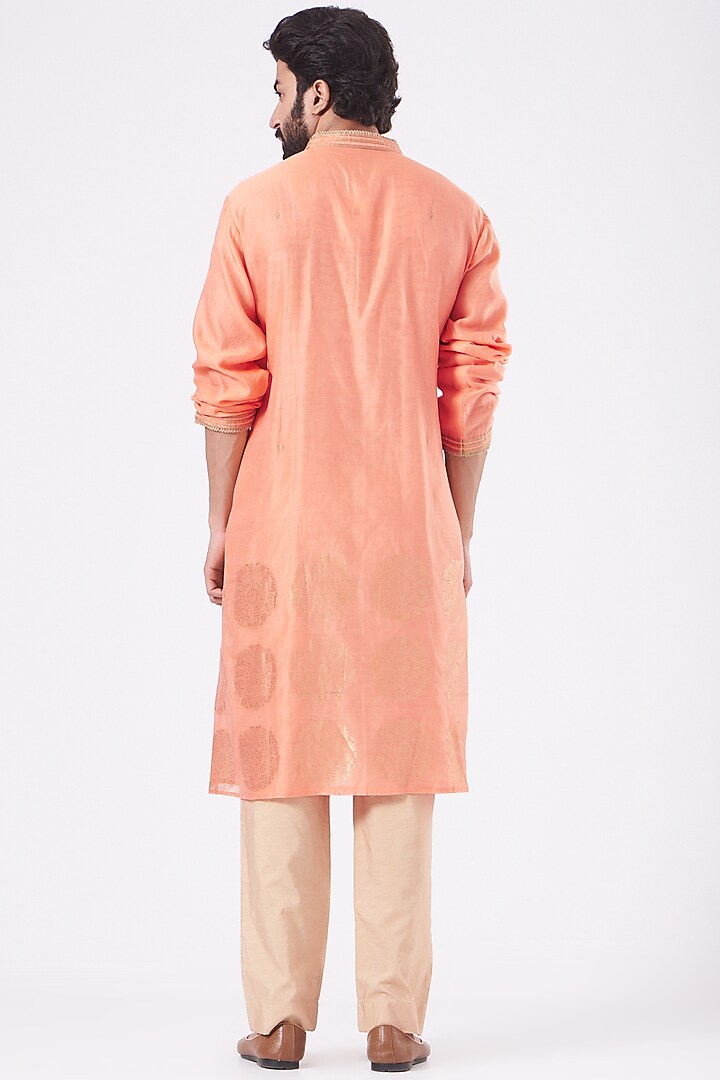 Coral Chanderi Handloom Kurta by Rar Studio Men at Pernia's Pop Up Shop