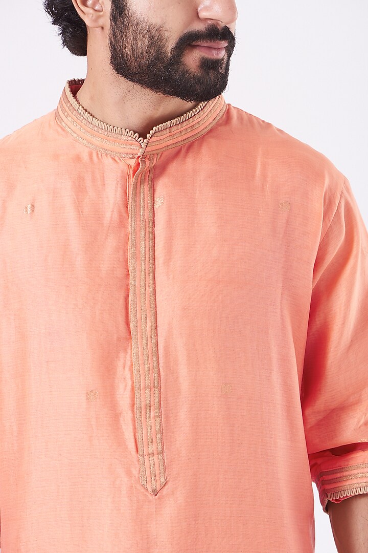 Coral Chanderi Handloom Kurta by Rar Studio Men at Pernia's Pop Up Shop