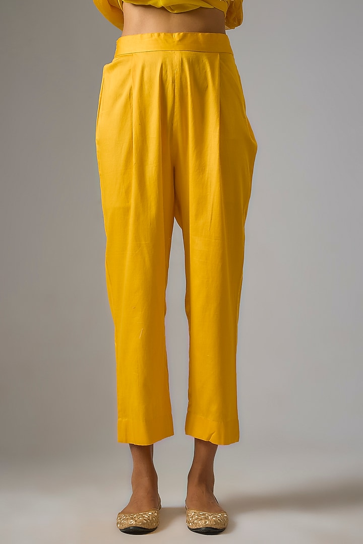 Yellow Chanderi Silk Aari Embroidered Jacket Kurta Set by RAR Studio at Pernia's Pop Up Shop