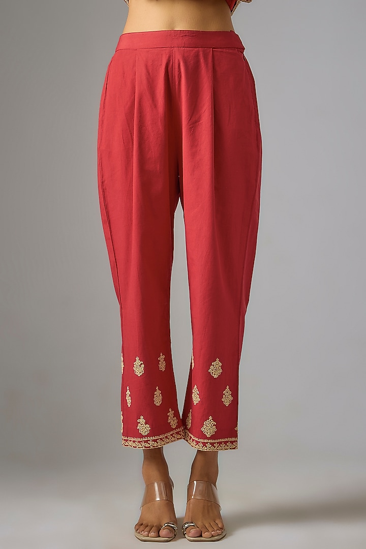 Maroon Chanderi Silk Dori Embroidered Wedding Anarkali Set by RAR Studio at Pernia's Pop Up Shop