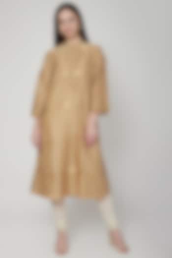 Nude Chanderi Flared Tunic by RAR Studio at Pernia's Pop Up Shop