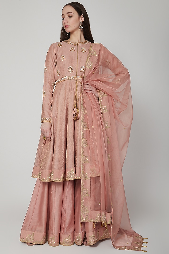 Blush Pink Embroidered Anarkali Set by RAR Studio