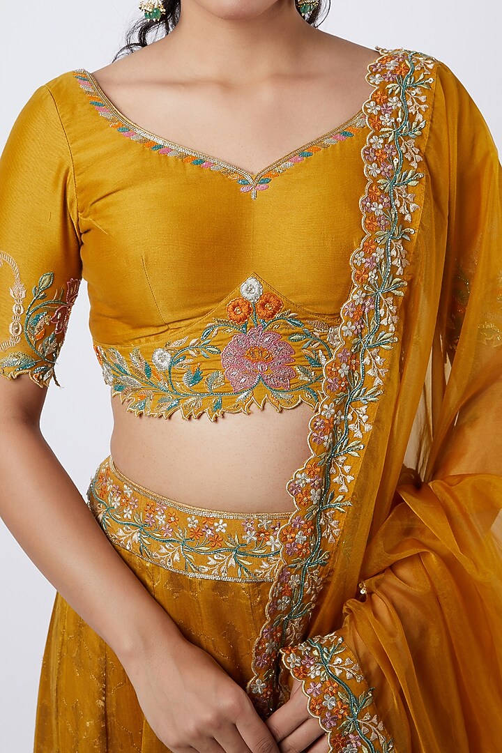 Mustard Embroidered Lehenga Set main image 0