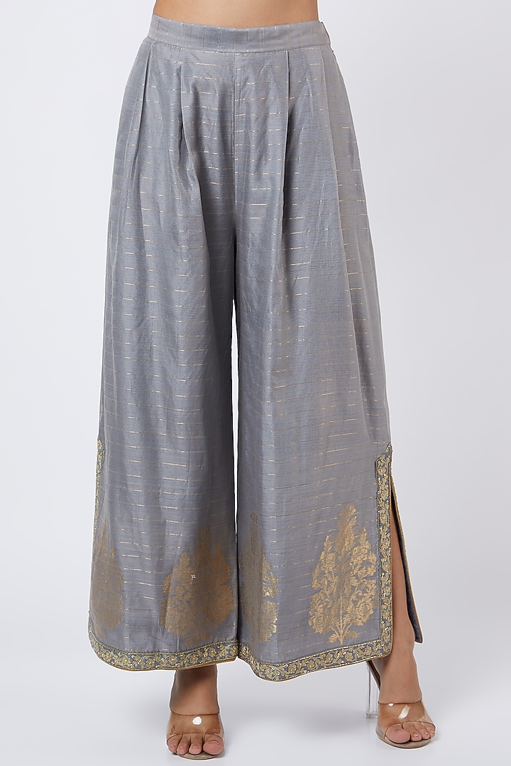 Grey Woven Wedding Anarkali Set by RAR Studio at Pernia's Pop Up Shop