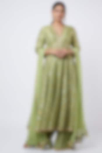 Mint Green Floral Embroidered Anarkali Set by RAR Studio
