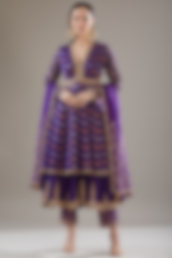 Purple Chanderi Embroidered Anarkali Set by RAR Studio
