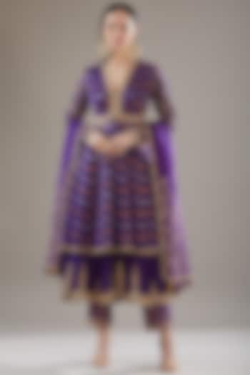 Purple Chanderi Embroidered Anarkali Set by RAR Studio at Pernia's Pop Up Shop