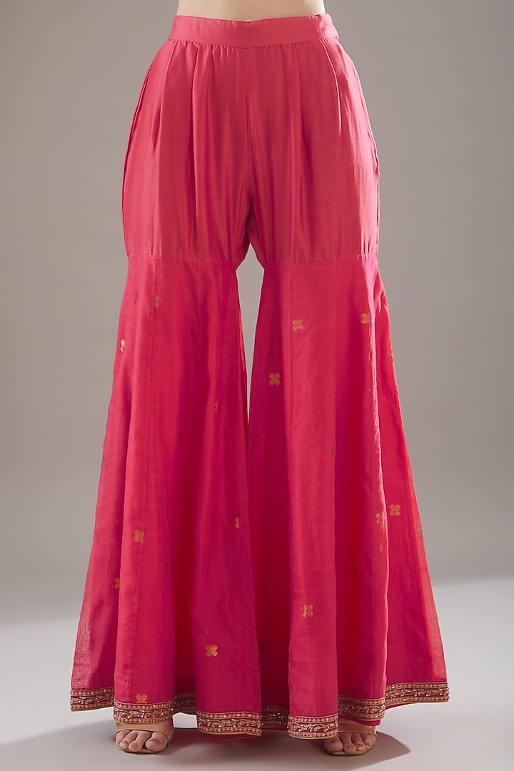 Peach Chanderi Embroidered Wedding Anarkali Set by RAR Studio at Pernia's Pop Up Shop