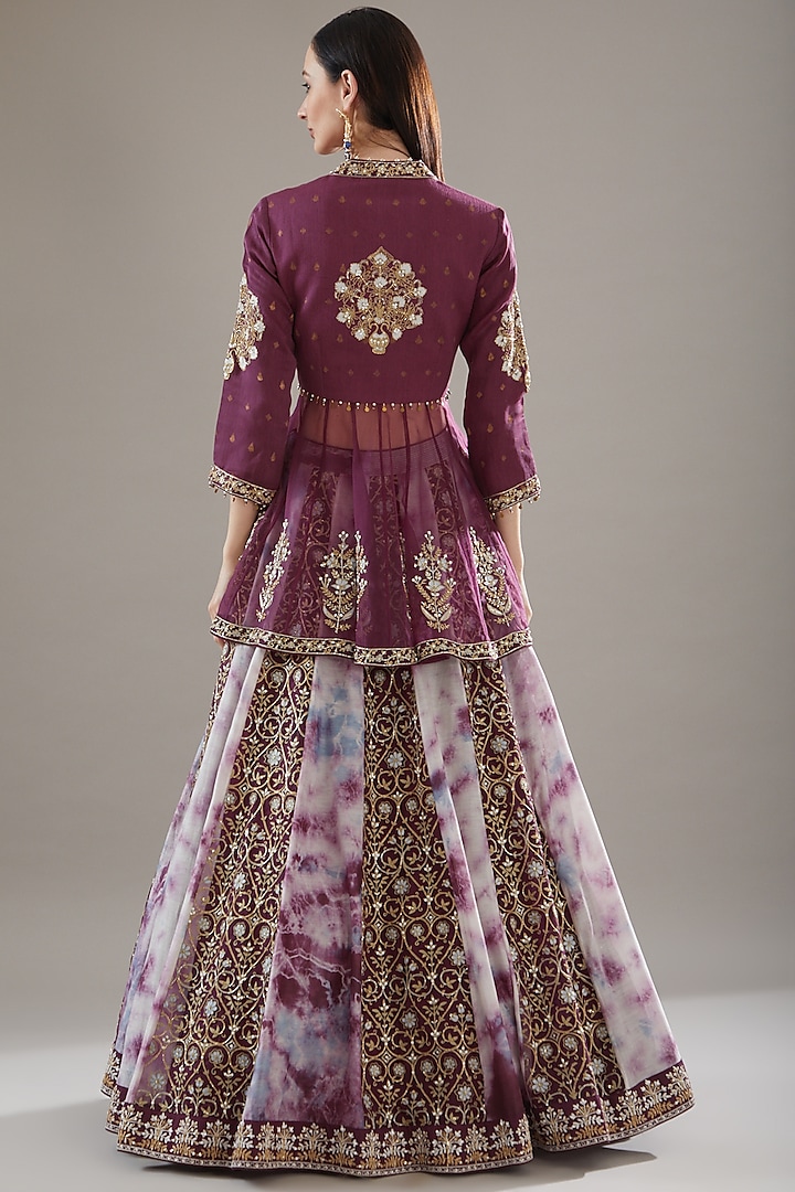 Purple Chanderi Embroidered Bridal Lehenga Set by RAR Studio at Pernia's Pop Up Shop