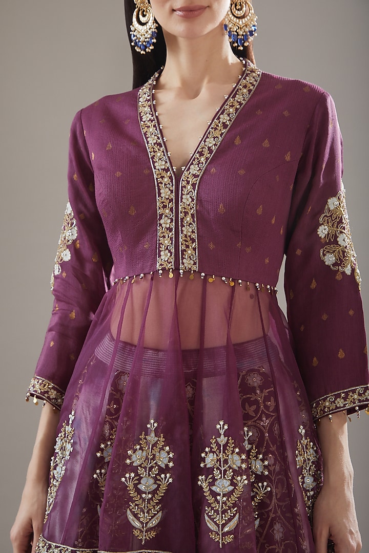 Purple Chanderi Embroidered Bridal Lehenga Set by RAR Studio at Pernia's Pop Up Shop