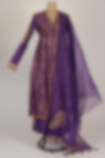Purple Embroidered Anarkali Set by RAR Studio