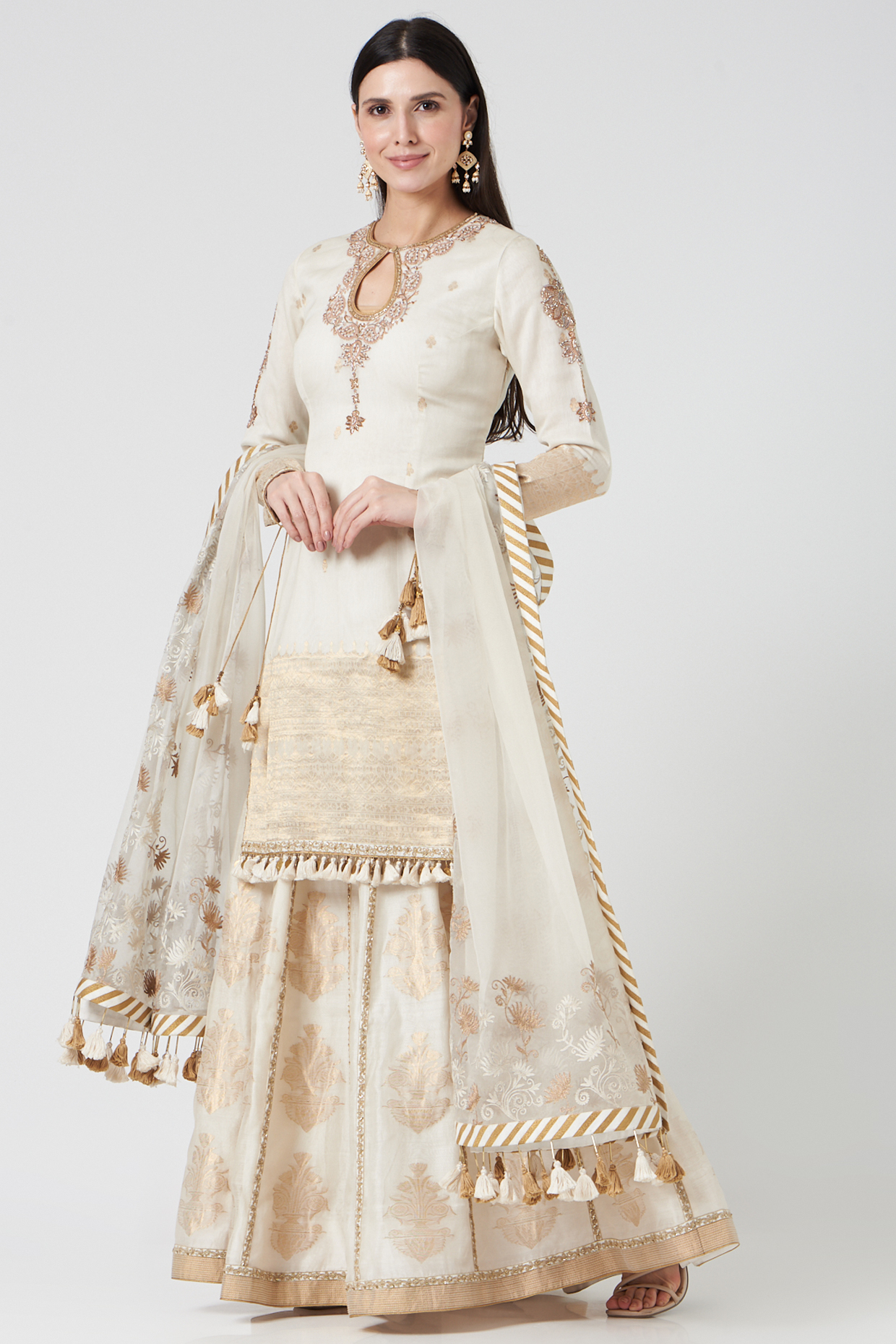 Ivory Embroidered Anarkali Set by RAR Studio