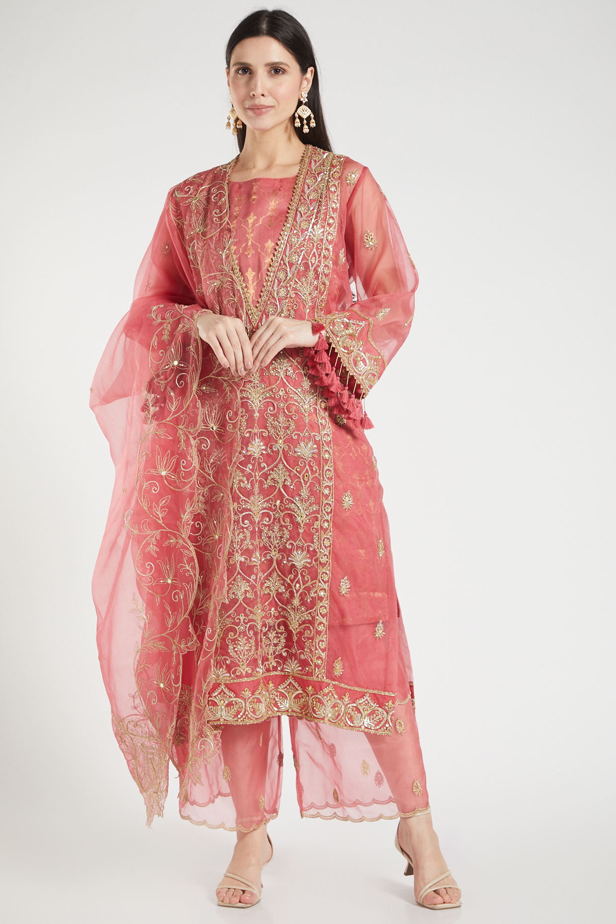 Peach Embroidered Kurta Set by RAR Studio at Pernia's Pop Up Shop