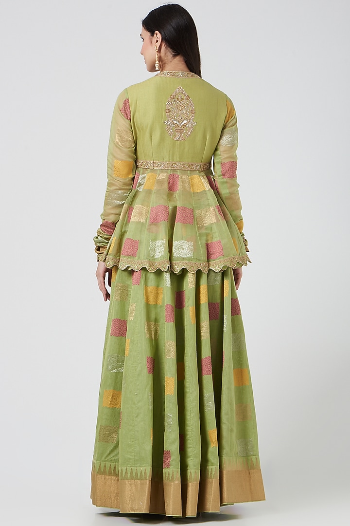 Mint Embroidered Wedding Lehenga Set by RAR Studio at Pernia's Pop Up Shop