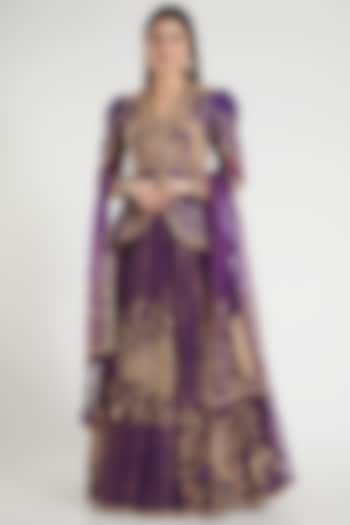 Purple Embroidered Bridal Lehenga Set by RAR Studio at Pernia's Pop Up Shop