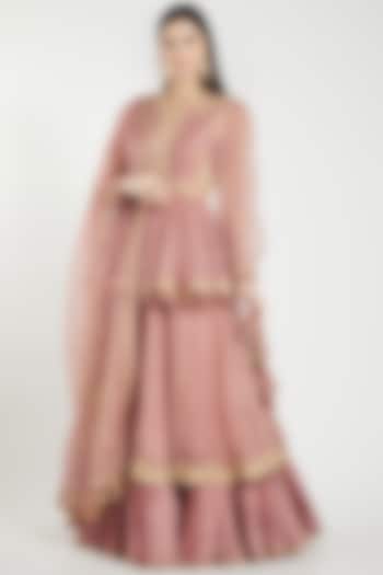 Blush Pink Cutwork Skirt Set by Rar Studio