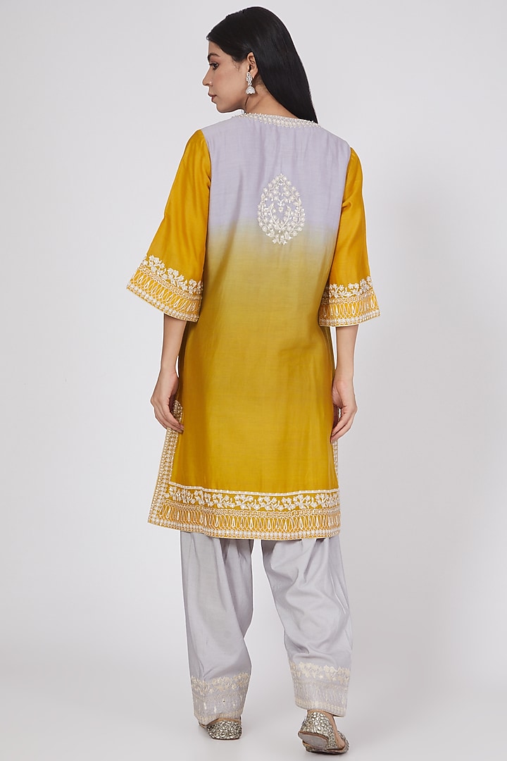Grey Ombre Hand Embroidered Kurta Set by RAR Studio at Pernia's Pop Up Shop