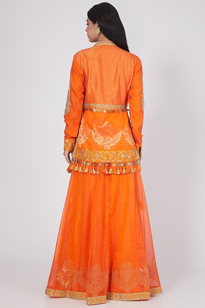 Orange Hand Embroidered Lehenga Set Design By Rar Studio At Pernia S Pop Up Shop 22