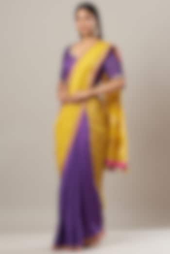 Purple Embroidered Saree Set by RAR Studio