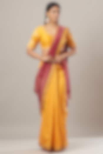 Yellow Embroidered Saree Set by RAR Studio