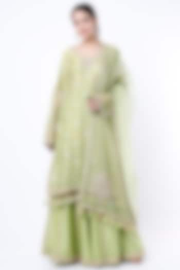 Pistachio Dori Embroidered Sharara Set by RAR Studio at Pernia's Pop Up Shop