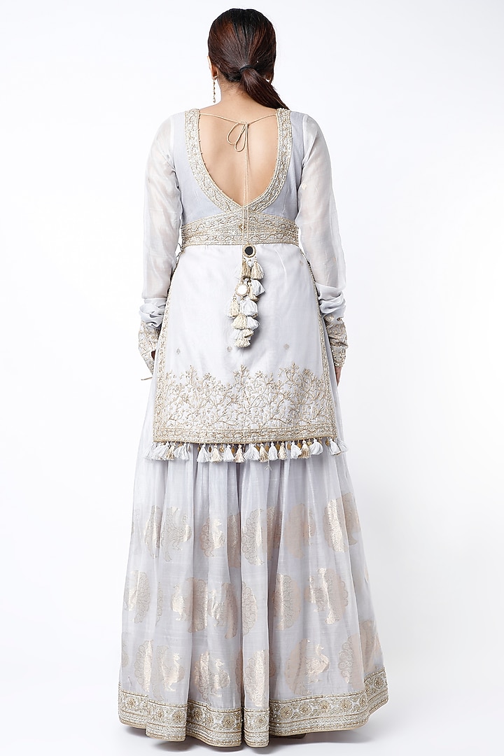 Pale Blue Hand Embroidered Wedding Lehenga Set by Rar Studio at Pernia's Pop Up Shop