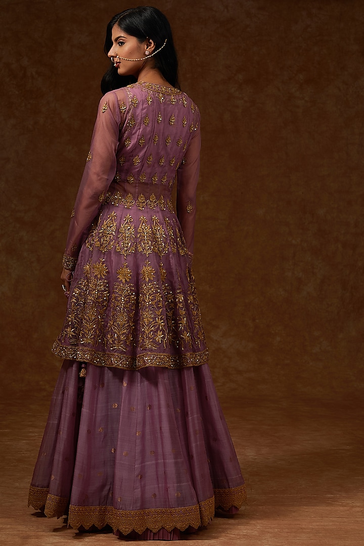 Lavender Chanderi Handloom Dori Embroidered Bridal Lehenga Set by Rar Studio at Pernia's Pop Up Shop