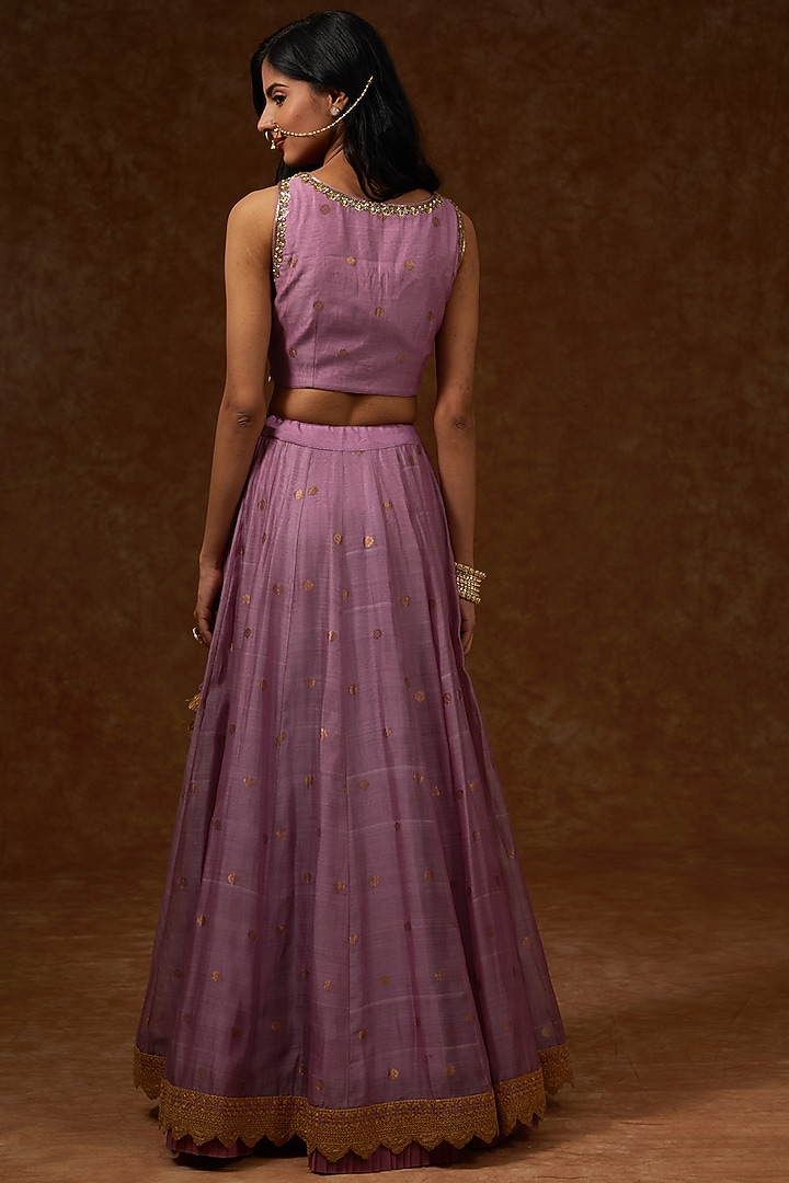 Lavender Chanderi Handloom Dori Embroidered Bridal Lehenga Set by Rar Studio at Pernia's Pop Up Shop
