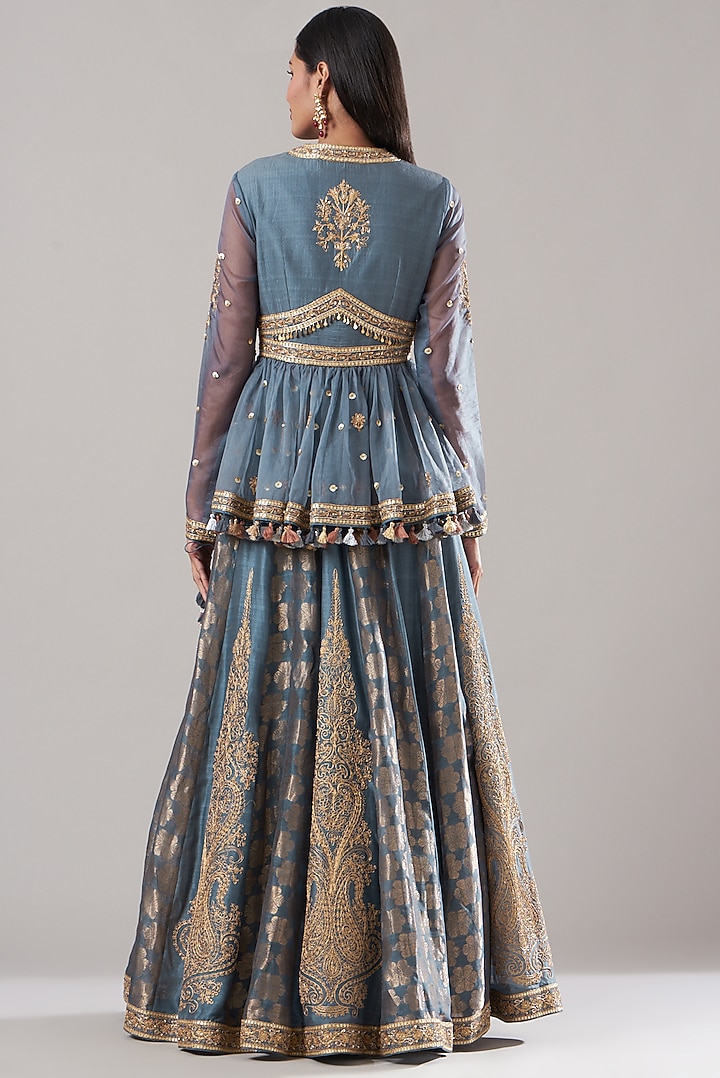 Grey Embroidered Bridal Lehenga Set by RAR Studio at Pernia's Pop Up Shop