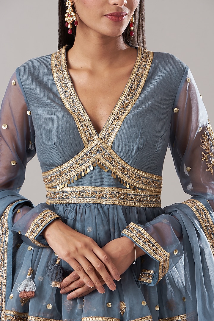 Grey Embroidered Bridal Lehenga Set by RAR Studio at Pernia's Pop Up Shop