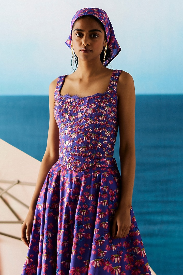 Purple Georgette Skirt Set by RAASA at Pernia's Pop Up Shop