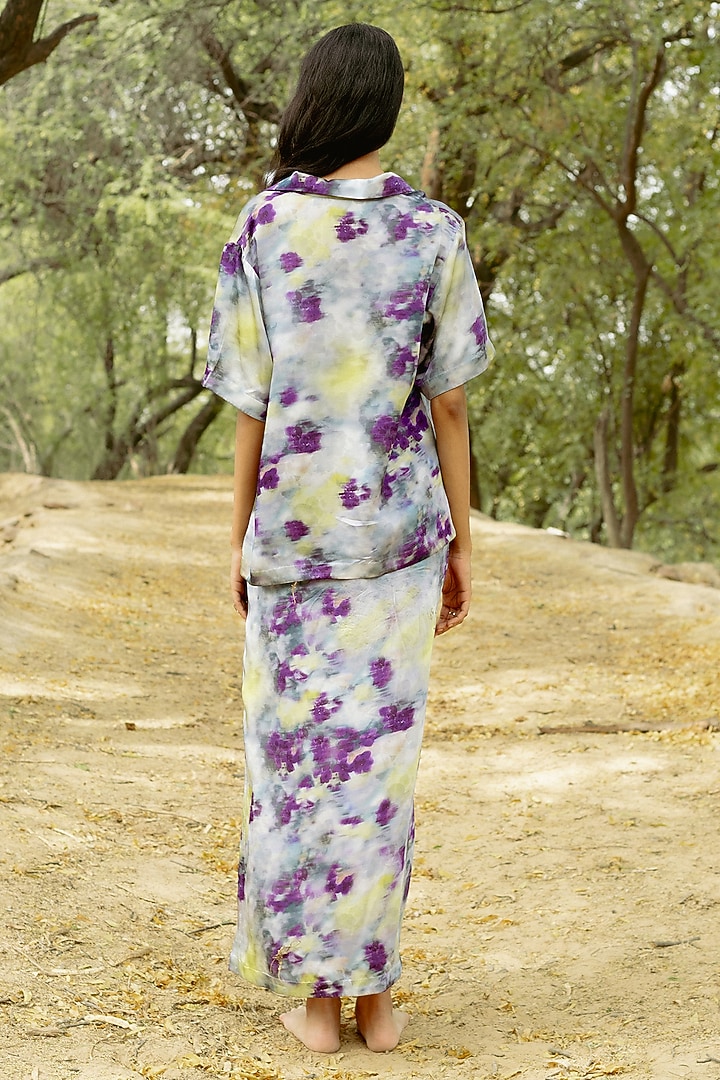 Purple Modal Satin Digital Printed Shirt by RAASA at Pernia's Pop Up Shop