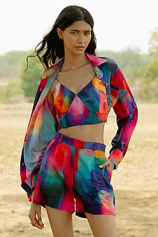 Multi-Colored Modal Digital Printed Shirt by RAASA