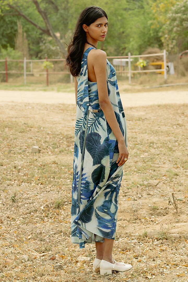 Blue & Shell Modal Digital Printed Wrap Maxi Summer Dress by RAASA at Pernia's Pop Up Shop