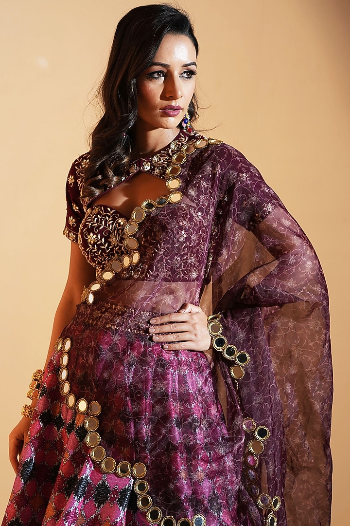 Multi-Colored Silk Printed Wedding Lehenga Set by Rashika Sharma at Pernia's Pop Up Shop