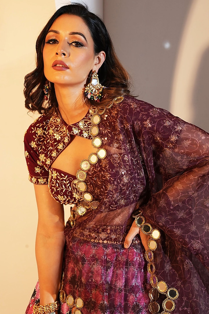 Multi-Colored Silk Printed Wedding Lehenga Set by Rashika Sharma at Pernia's Pop Up Shop