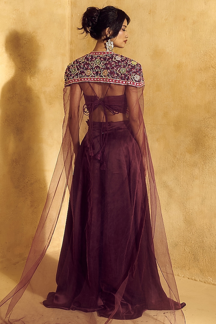 Purple Satin Flared Pant Set by Rashika Sharma at Pernia's Pop Up Shop