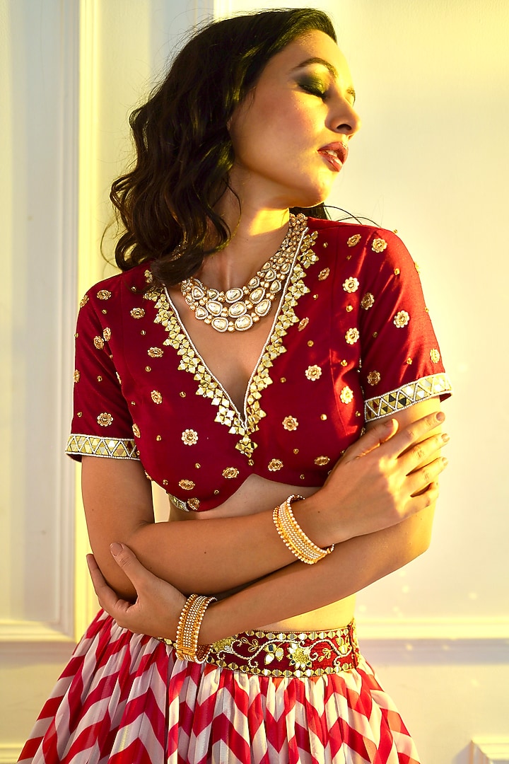 Pink Printed Wedding Lehenga Set by Rashika Sharma at Pernia's Pop Up Shop