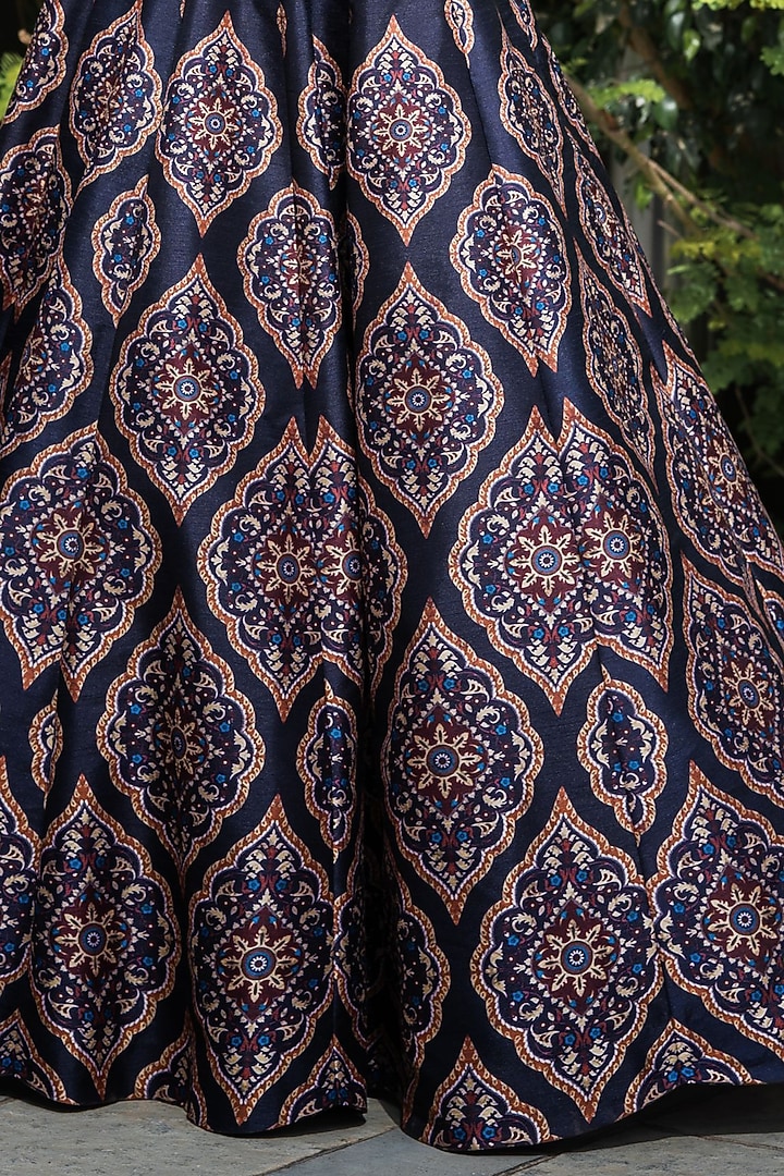 Navy Blue Thread Embroidered Wedding Lehenga Set by Rashika Sharma at Pernia's Pop Up Shop