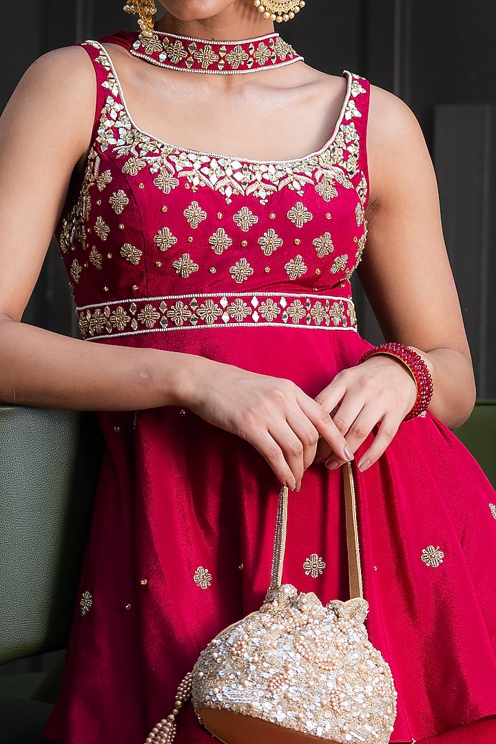 Maroon Embroidered Wedding Sharara Set by Rashika Sharma at Pernia's Pop Up Shop