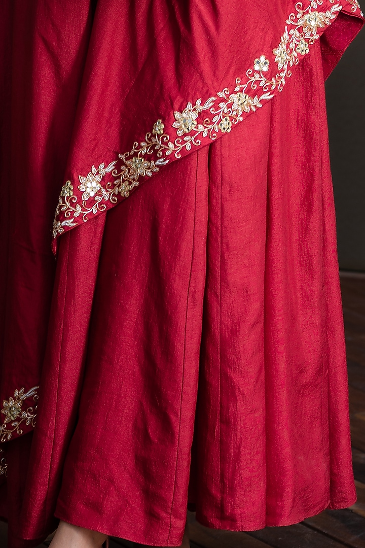 Maroon Zardosi Embroidered Engagement Gown by Rashika Sharma at Pernia's Pop Up Shop