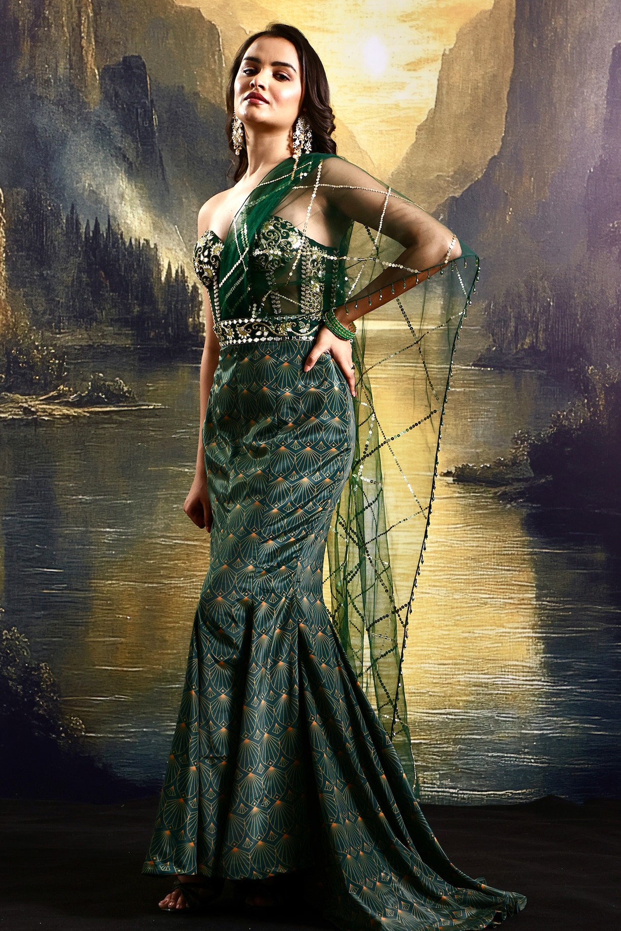 Engagement Beautiful Net Dresses Engagement, Festive, Reception Black And  Grey Color Net, Silk