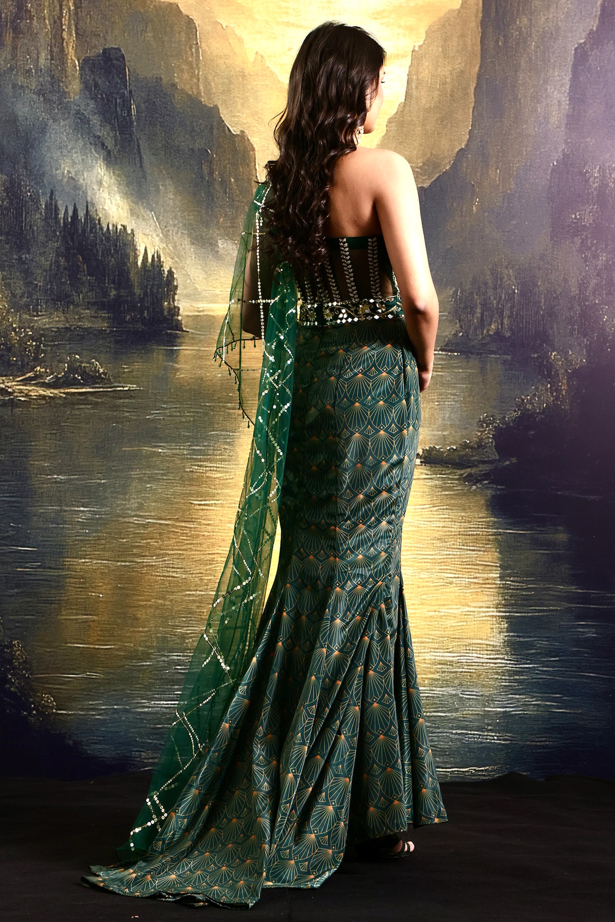 Emerald Green Net Hand Embellished Corset Gown by Rashika Sharma at  Pernia's Pop Up Shop 2026