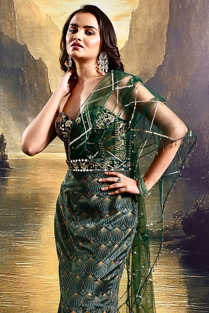 Emerald Green Net Hand Embellished Corset Gown by Rashika Sharma at  Pernia's Pop Up Shop 2026