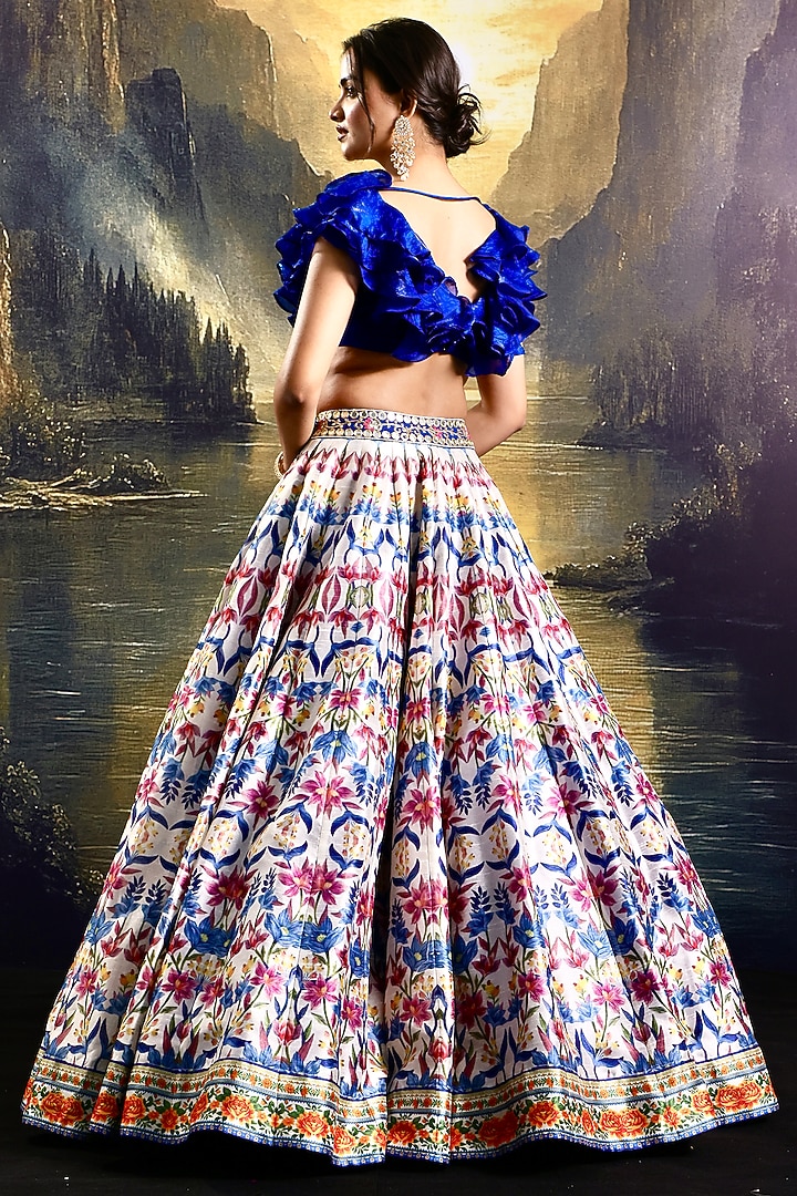Multi-Colored Silk Printed Wedding Lehenga Set by Rashika Sharma at Pernia's Pop Up Shop