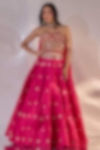 Pink Silk Hand Embroidered Wedding Lehenga Set by Rashika Sharma at Pernia's Pop Up Shop