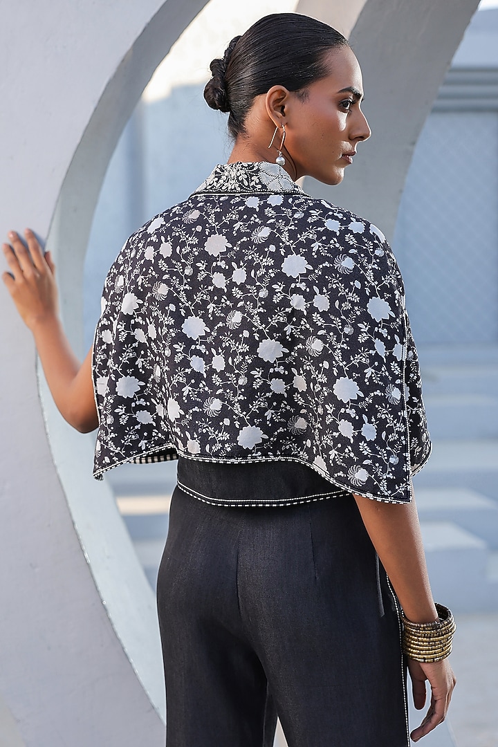 Black Tencel Denim Thread Work Co-Ord Set by Raw & Rustic by Niti Bothra at Pernia's Pop Up Shop
