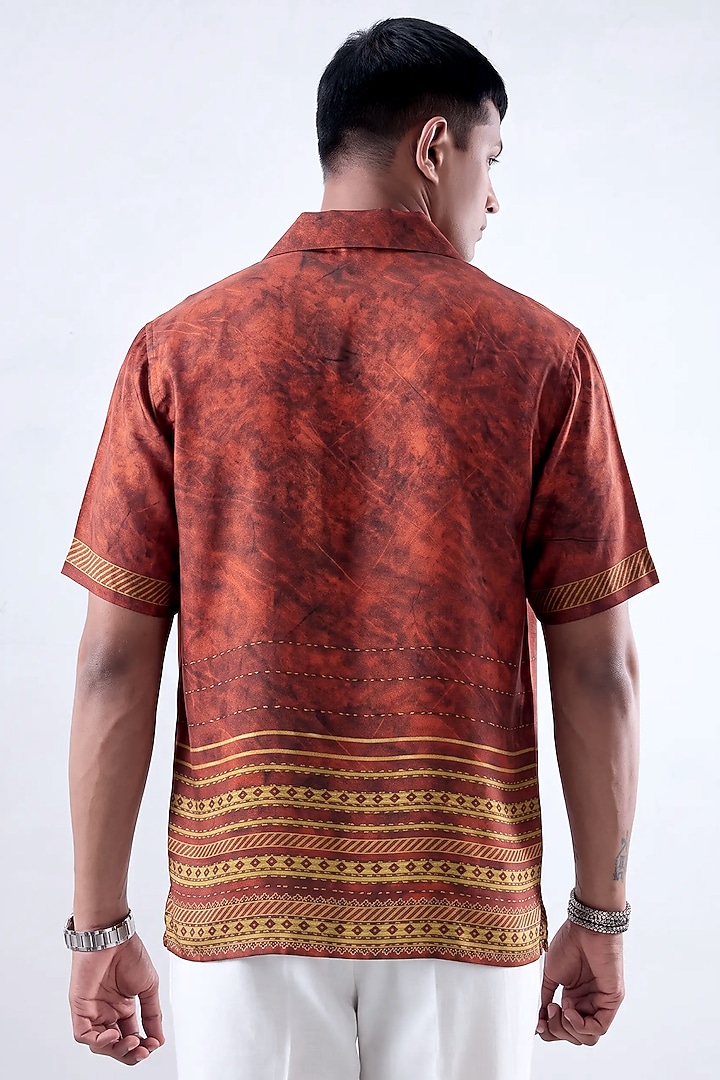 Maroon Banarasi Silk Chanderi Summer Shirt by Raw & Rustic by Niti Bothra at Pernia's Pop Up Shop