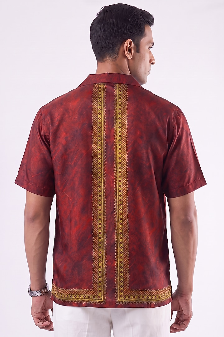 Maroon Banarasi Silk Chanderi Summer Shirt by Raw & Rustic by Niti Bothra at Pernia's Pop Up Shop